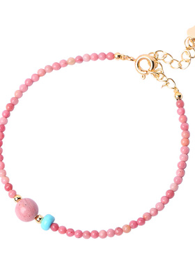 普陀山天然红纹蔷薇石极细手链