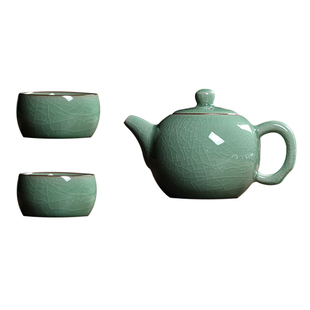 青瓷一壶二两杯球孔过滤泡茶壶茶杯套装陶瓷整套哥窑办公功夫茶具