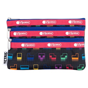 LeSportsac乐播诗新款Tetris联名系列黑色彩格多隔层零钱包手拿包