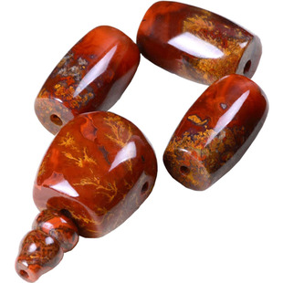 纳悟 宣化天然战国红玛瑙配饰四件套餐 金刚星月菩提108顶珠佛头