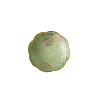 进口黄铜雕花清新小号干果盘 新中式创意家居收纳盘糖盘轻奢摆件