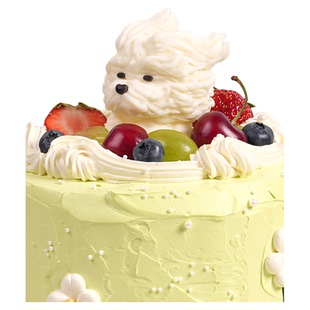 小狗巧克力蛋糕装饰摆件小动物牛兔羊猪老虎甜品卡通烘焙生日插件