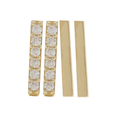 10K金一字满钻耳钉螺丝耳骨钉