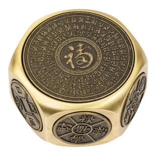 小铜记黄铜八面转钱旋转魔方解压手把件随身携带龙年招财创意礼品