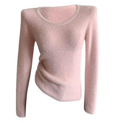 白色圆领加绒打底衫内搭女针织