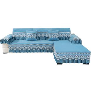 雪尼尔沙发垫四季通用防滑加厚坐垫子轻奢现代直排沙发套罩靠背巾