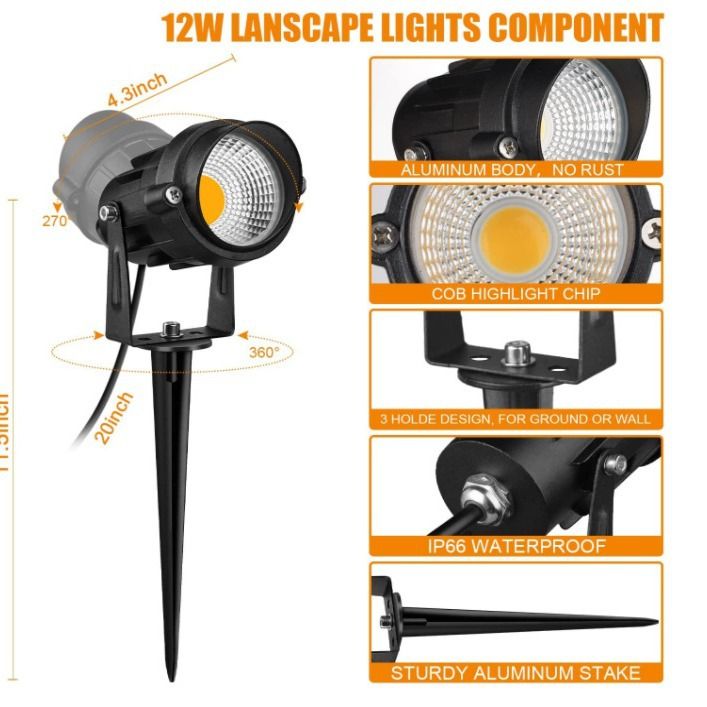 LED5w6w7w10w12w带帽插地灯地插灯景观灯COB低压12v24v低压宽压