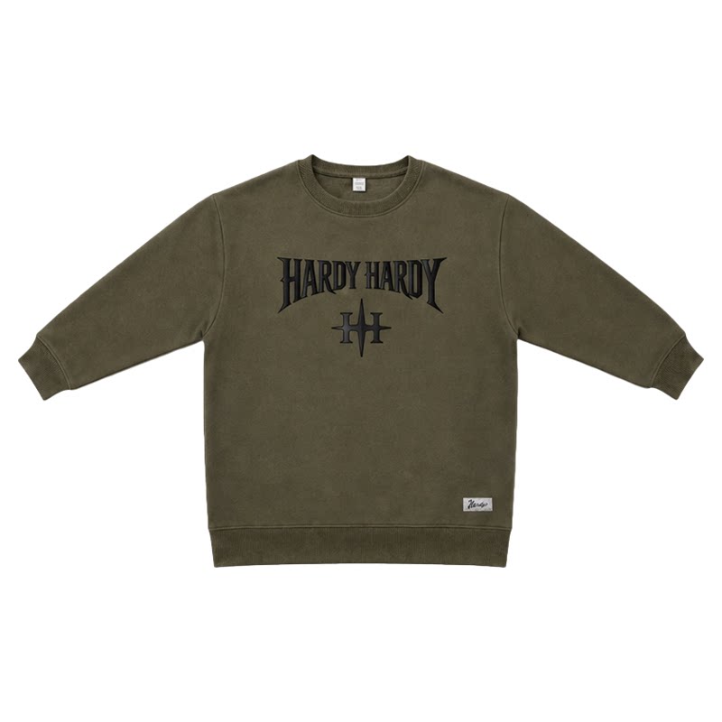 HARDY HARDY潮牌刻字膜烫画金属光泽字母十字星宽松圆领卫衣
