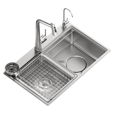 【政企双补】EFEF S8一体式下水大单槽304不锈钢水槽家用洗菜盆