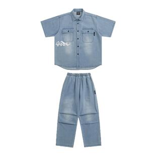 儿童爵士街舞演出服牛仔套装美式嘻哈hiphop爵士舞蹈酷帅潮服夏季