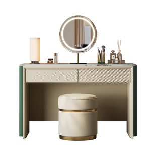 轻奢化妆桌大平层豪宅设计师原创意式定制高级感大理石梳妆台组合