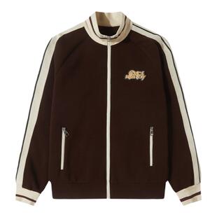 【加绒】CNC男装奥莱字母皮质针织夹克男春秋休闲运动立领外套