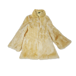 【TR】“奶油糯糯” 挽袖款雷克斯獭兔皮草中长款皮草外套不臃肿