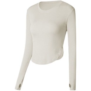 春秋季显瘦塑身长袖瑜伽健身衣女春秋网红辣妹外搭时尚速干T恤衫