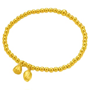 新款鎏金轻奢时尚配饰莲蓬两世欢转运珠镀金手链女手镯情人节礼物