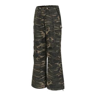 SMILE DDD迷彩伞兵裤复古辣妹直筒工装休闲裤美式嘻哈街舞裤子女