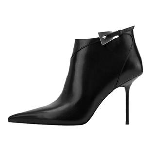 【摩纳哥王妃】JOOC玖诗尖头高跟短靴女气质秋冬新款安可拉红踝靴