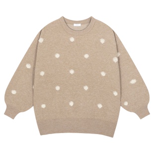 LOWRYS FARM毛衣女2025冬季新款波点提花宽松圆领针织衫625139
