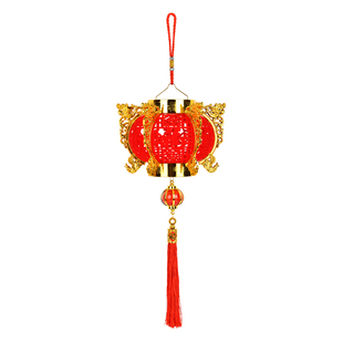 2025新款植绒灯光小红灯笼挂饰新年春节元旦中秋装饰挂件中国风