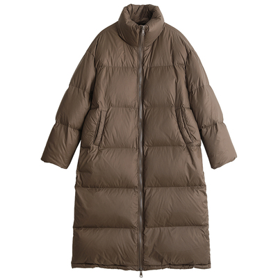 CV大码女装 冬新款大被子长款加厚羽绒服过膝白鸭绒外套胖MM显瘦