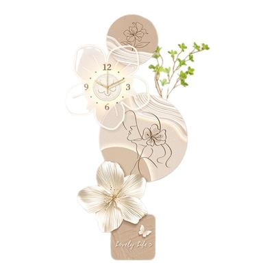 奶油风玄关装饰画高级感人物钟表客厅挂画简约现代走廊过道壁画灯