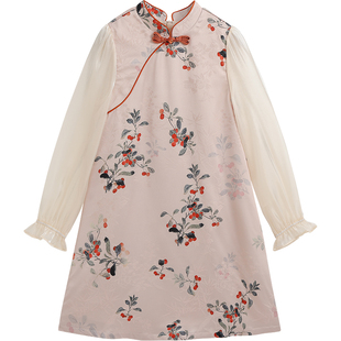 英氏童装女童汉服连衣裙秋季2026秋装新款新中式女孩旗袍裙高级感