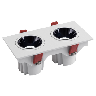 led嵌入式双头射灯方形斗胆灯可调角度防眩筒灯家用无主灯格栅灯