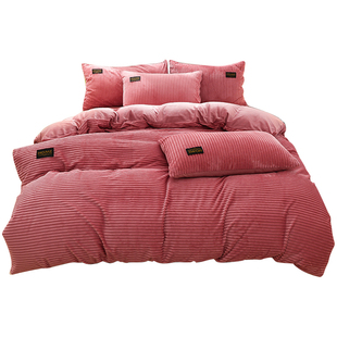 双面水晶绒四件套加厚保暖床上用品三件套床单被套牛奶绒冬季高支