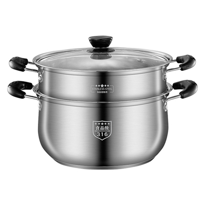 小蒸锅家用小型316不锈钢炖蒸煮一体双多层蒸包子头燃气电磁炉