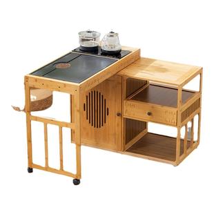 阳台可移动茶台家用茶桌旋转茶水柜子现代带轮茶几网红轻奢小茶车