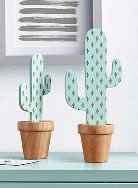 桌面摆件家居饰品北欧实木仙人掌创意软装搭配儿童房样板间装饰品