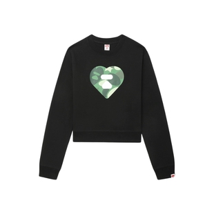 APEE女装秋冬迷彩心型图案印花圆领卫衣F368A5P