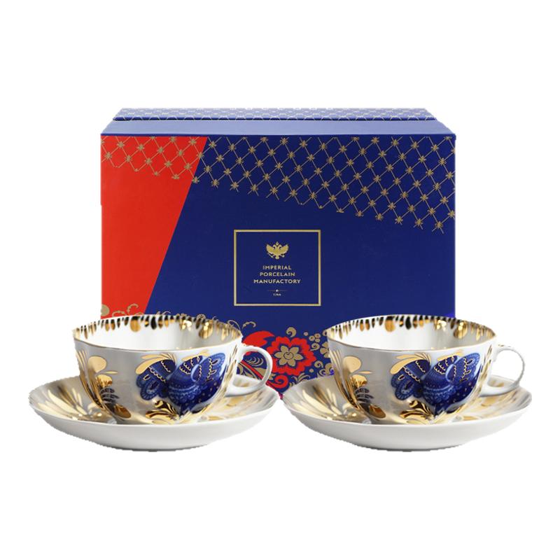 LOMONOSOV俄皇瓷器金色花园对杯
