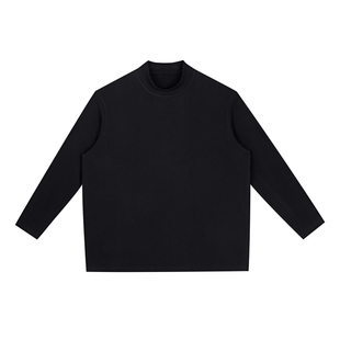 加肥加大码德绒T恤男150-300斤宽松发热半高领保暖打底衫内搭卫衣