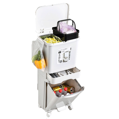 带内桶垃圾分类家用双层干湿脚踏