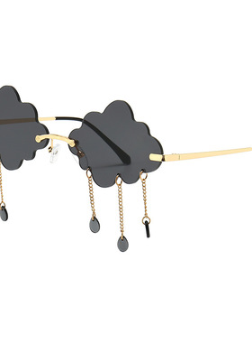 欧美无框云朵挂水珠个性太阳镜