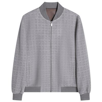 劲霸男装秋冬季男士新款茄克棒球领高级格纹商务夹克外套BDWE3804