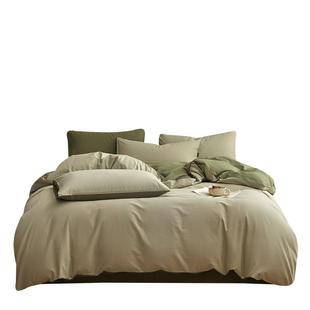 紫罗兰全棉磨毛纯色极简四件套纯棉加厚床单被套床品轻奢保暖套件