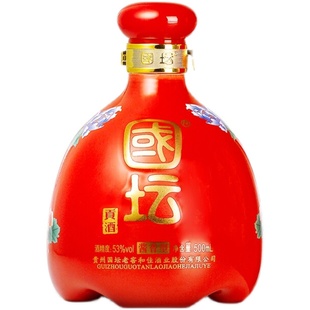 贵州国坛53度酱香型白酒  国坛贡酒500ml  红牡丹