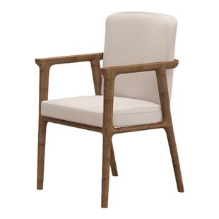 简约现代实木椅子靠背扶手电脑椅北欧家用餐椅软坐垫广岛椅书椅子