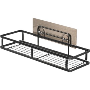 黑色浴室置物架卫生间免打孔收纳架子壁挂式防水防潮洗浴用品摆放