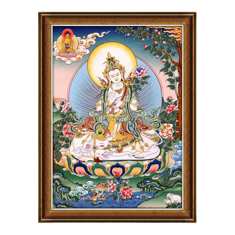普贤菩萨唐卡客厅玄关书房茶室佛堂供奉家居装饰挂画超高清唐卡