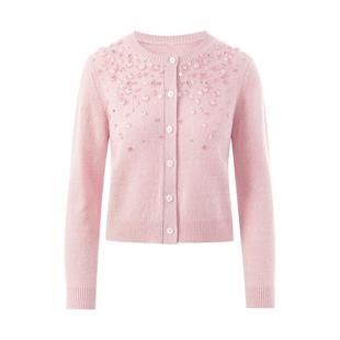 朗姿集团LIME莱茵针织开衫淡粉轻盈休闲气质浪漫经典减龄25秋新款