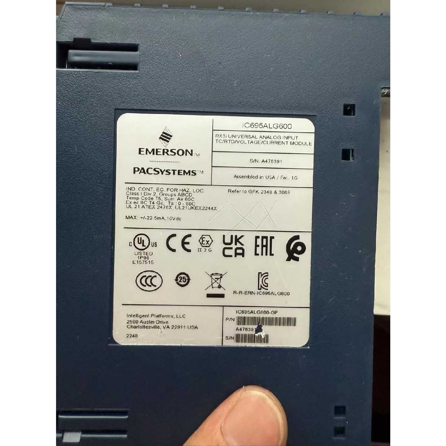 爱默生Ic695alg600,款,功能包好,成色如图所示