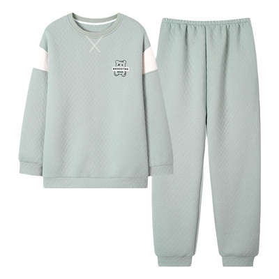 浪莎夹层睡衣情侣纯棉保暖套装