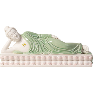 新中式陶瓷卧佛佛祖禅意摆件家居客厅释迦摩尼玄关工艺品装饰摆设