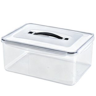 透明塑料收纳盒长方形带提手零食杂物箱密封防潮大容量家用储物盒