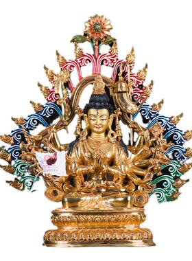 鎏金尼泊尔手工藏村铜双层摆件