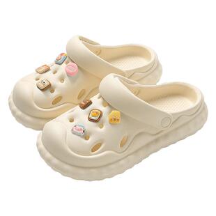 孕妇洞洞鞋女款夏2026新款外穿厚底eva防滑平底沙滩半包凉拖海边