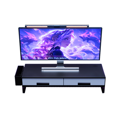 电脑增高架电竞风显示器支撑架游戏本抬高视线托架办公室工位金属展示架书房笔记本放置架高颜值抽屉式收纳架